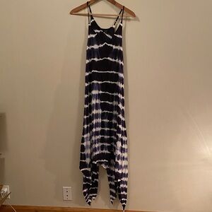 Tie-Dye Navy & White Maxi Dress